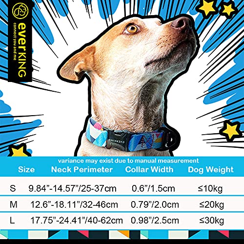 EVERKING Dog Collar Geometric Design 3 Sizes Pet Collar Soft and Comfy Adjustable Collar for Dogs - (Vanilla, L)