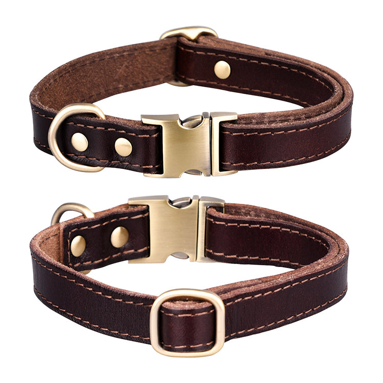 Premium Leather Dog Collar in brown